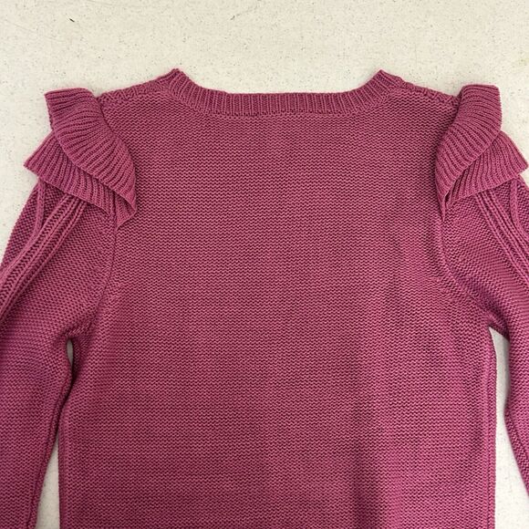 Jessica Simpson Ruffled Pullover Sweater Womens Small Rosebud Cable Knit NEW - Picture 9 of 11